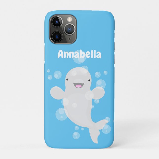 Cute beluga whale bubbles cartoon illustration Case-Mate iPhone case (Back)