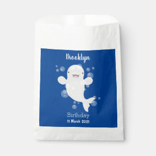 Cute beluga whale bubbles cartoon illustration favour bags