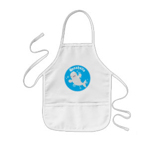 Cute beluga whale bubbles cartoon illustration kids apron