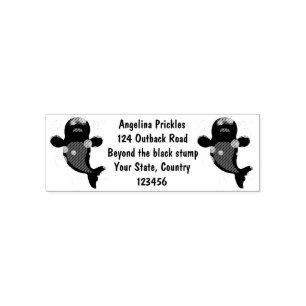 Cute beluga whale bubbles cartoon illustration self-inking stamp