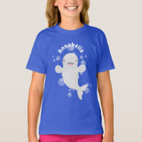 Cute beluga whale bubbles cartoon illustration