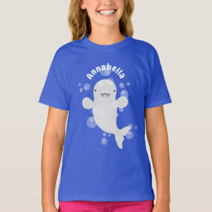 Cute beluga whale bubbles cartoon illustration T-Shirt
