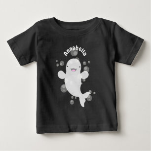 Cute beluga whale bubbles cartoon personalised baby T-Shirt