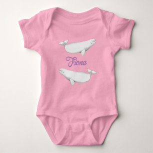 Cute Beluga Whale Illustration Pastel Baby Bodysuit