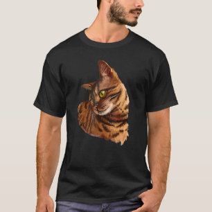 cute Bengal cat head hand drew for kitten kitty ow T-Shirt