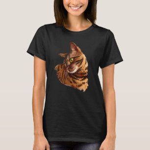 cute Bengal cat head hand drew for kitten kitty ow T-Shirt