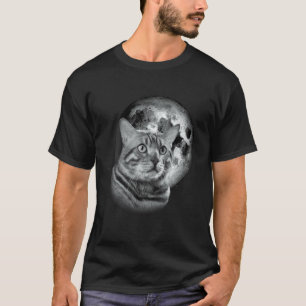 cute Bengal Cat with Moon Cat T-Shirt