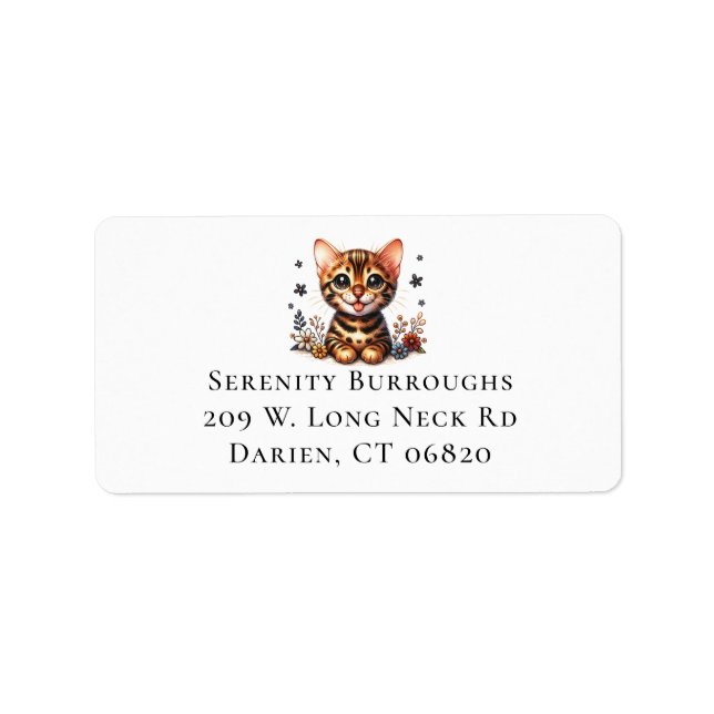 Cute Bengal Kitten Cat Lover Mum Feline Kitty Label (Front)