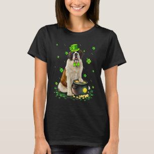 Cute Bernard Dog Lover St Patricks Day Shamrock T-Shirt
