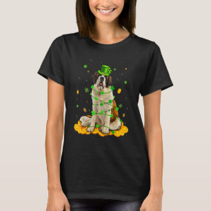 Cute Bernard Dog St Patricks Day Irish Shamrock T-Shirt