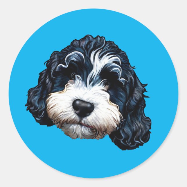 Cute Bernedoodle Classic Round Sticker (Front)