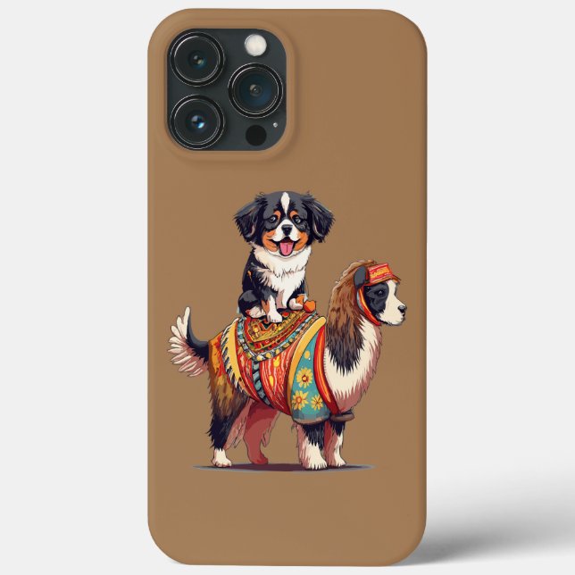Cute Bernese Dog Riding on Llama Case-Mate iPhone Case (Back)