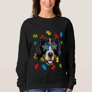 Cute Bernese Mountain Autism Puzzle Sunglasses Dog Sweatshirt