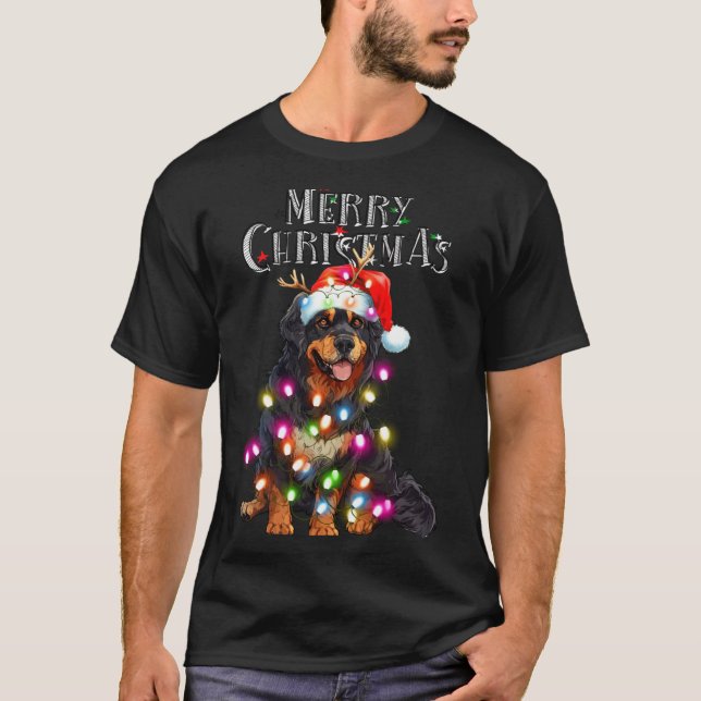 Cute Bernese Mountain Christmas Lights Xmas Dog Lo T-Shirt (Front)