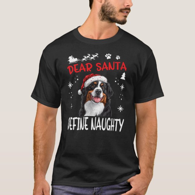 Cute Bernese Mountain Dog Christmas Dear Santa Def T-Shirt (Front)