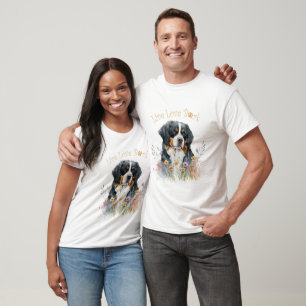 Cute Bernese Mountain Dog Floral T-Shirt