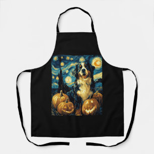 Cute Bernese mountain Dog Halloween Jack O Lantern Apron