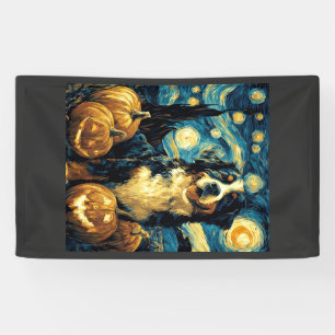 Cute Bernese mountain Dog Halloween Jack O Lantern Banner