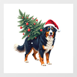 Cute Bernese Mountain Dog in a Christmas Tree for