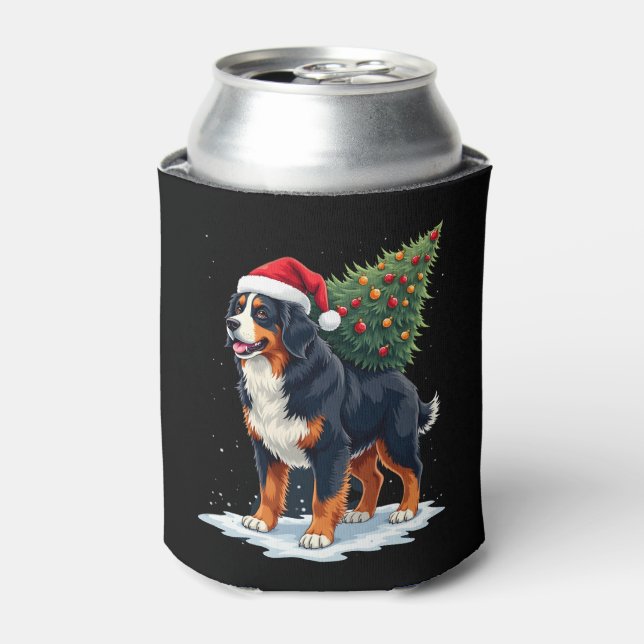 Cute Bernese Mountain Dog in a Christmas Tree for  Can Cooler (Can Front)