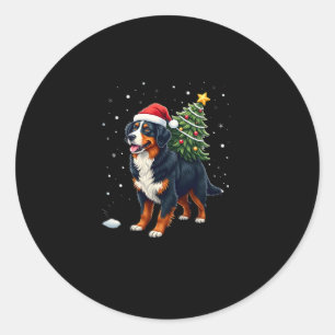 Cute Bernese Mountain Dog in a Christmas Tree for  Classic Round Sticker