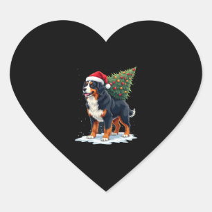 Cute Bernese Mountain Dog in a Christmas Tree for  Heart Sticker