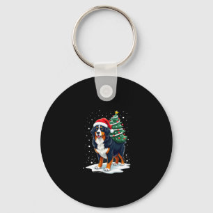 Cute Bernese Mountain Dog in a Christmas Tree for  Key Ring