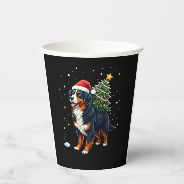 Cute Bernese Mountain Dog in a Christmas Tree for  Paper Cups (Front)