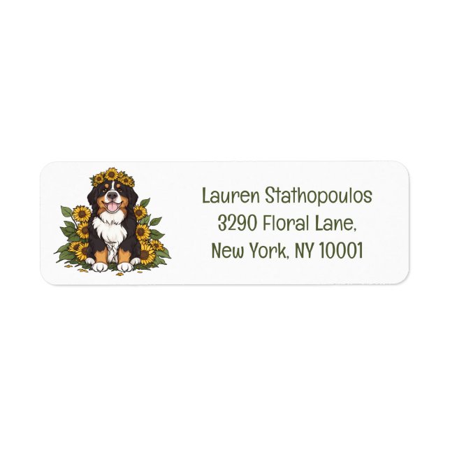 Cute Bernese Mountain Dog Wearing Sunflower Crown (Front)