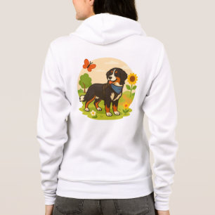 Cute Bernese Mountain Dog with Sunflower & Butterf Hoodie