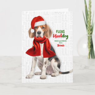 Cute Bernie Dog Funny Fleas Navidog with Name Holiday Card