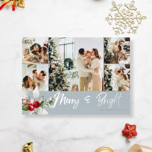 Cute Berry 7 Photo Script Merry And Bright Blue