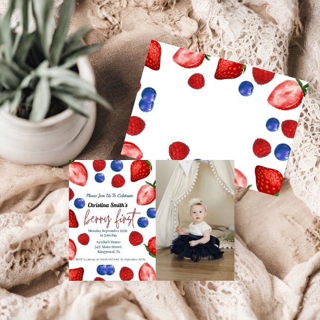  Cute berry birthday party, First birthday berry Invitation (Creator Uploaded)