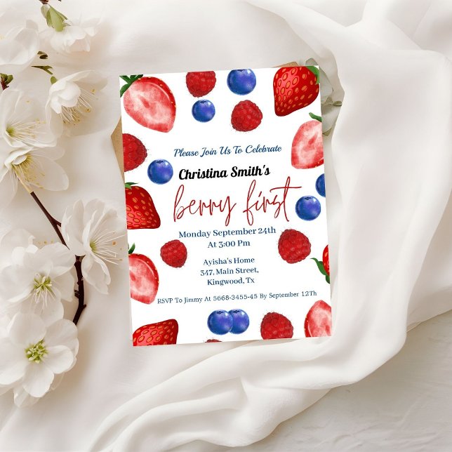  Cute  berry birthday party, strawberry birthday Invitation (Creator Uploaded)
