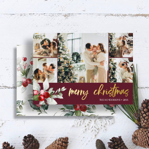 Cute Berry Christmas Script Photo Collage