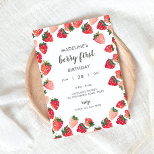 Cute Berry First Birthday Invitation