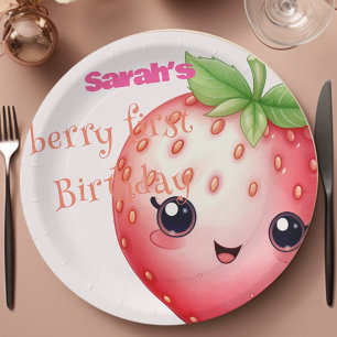 Cute Berry first birthday Paper Plate