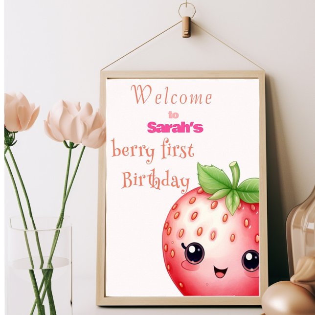 Cute Berry first birthday strawberry  Poster (Creator Uploaded)
