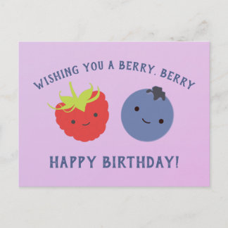 Cute Berry Happy Birthday Kawaii Berries Postcard