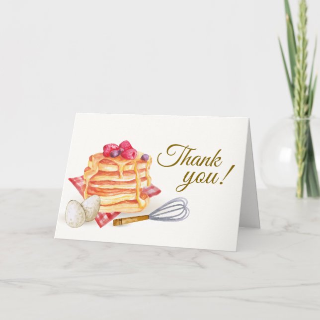 Cute Berry Pancake Egg Whisk Brunch Baby Shower  Thank You Card (Front)