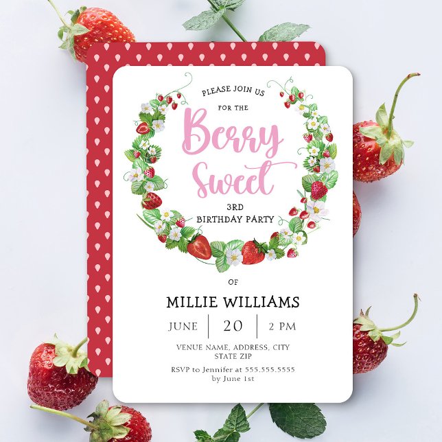 Cute Berry Sweet Birthday Party Invitation (Creator Uploaded)