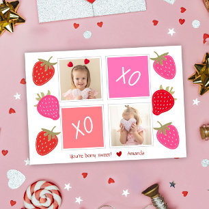 Cute Berry Sweet Kids Photo Valentine's Day  Holiday Card