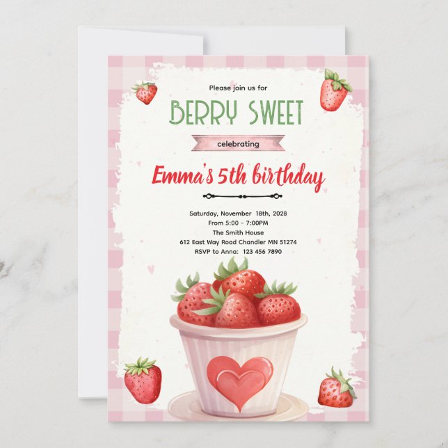 Cute berry sweet party invite (Front)