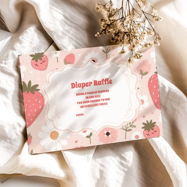 Cute Berry Sweet Pink Coquette Diapper Raffle  Enclosure Card (Creator Uploaded)