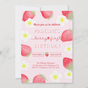 cute Berry Sweet Strawberry birthday Invitation