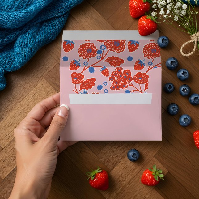 Cute Berry Sweet Strawberry Blueberry Baby Shower  Envelope (Cute Berry Sweet Strawberry Blueberry Baby Shower Envelope)