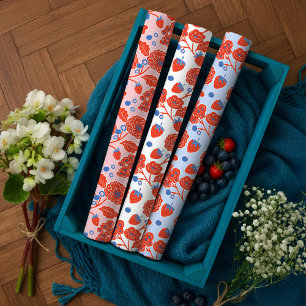Cute Berry Sweet Strawberry Blueberry Baby Shower Wrapping Paper Sheet