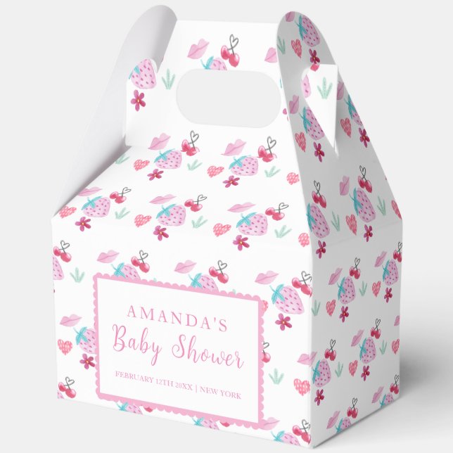 Cute Berry Sweet Sweetheart Valentine Baby Shower  Favour Box (Back)
