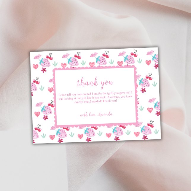 Cute Berry Sweet Sweetheart Valentine Baby Shower  Thank You Card (Cute Berry Sweet Sweetheart Valentine Baby Shower Thank You Card)