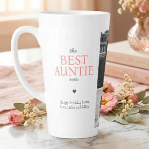 Cute Best Auntie Ever Custom Photo Collage Latte Mug